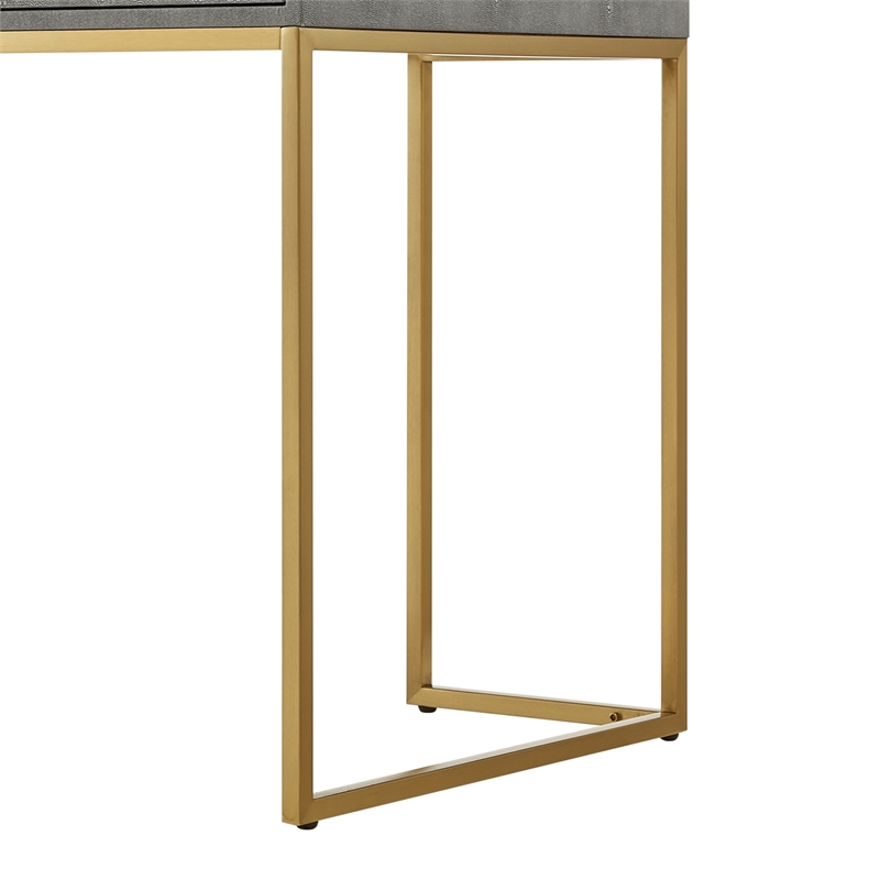 Posh Living Omer Faux Shagreen Writing Desk Gray/Gold