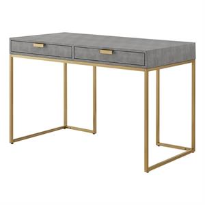 Posh Living Omer Faux Shagreen Writing Desk Gray/Gold