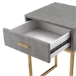 Posh Living Omer Faux Shagreen End Table Gray/Gold