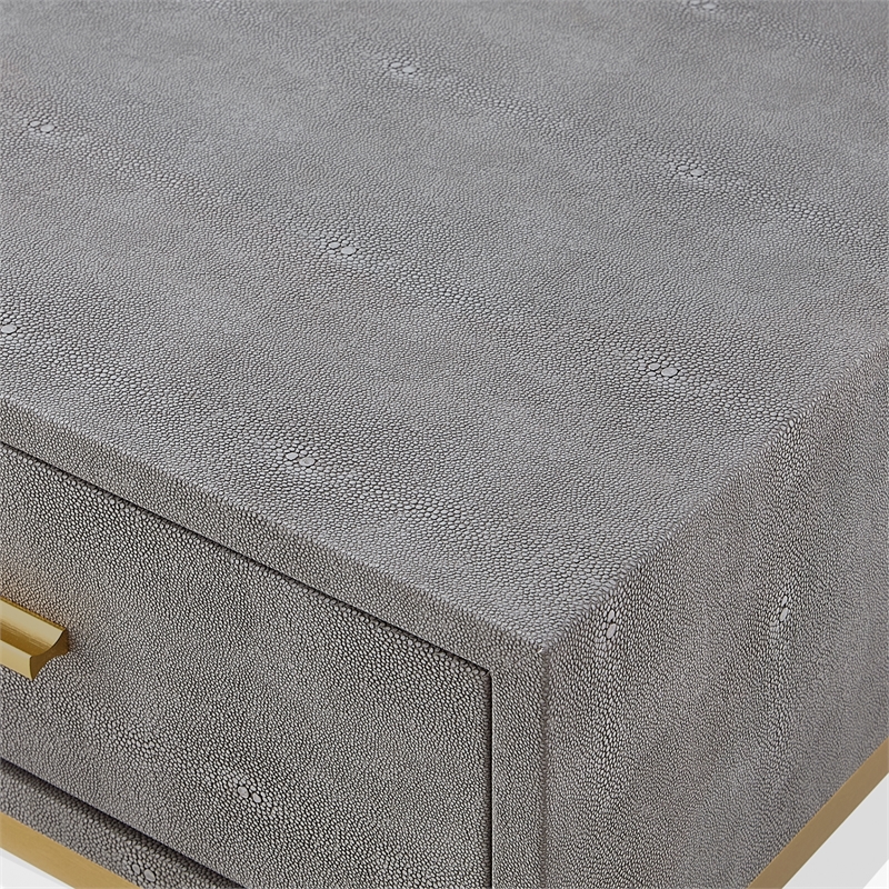 Posh Living Omer Faux Shagreen End Table Gray/Gold