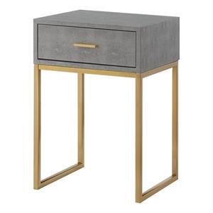 Posh Living Omer Faux Shagreen End Table Gray/Gold
