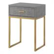 Posh Living Omer Faux Shagreen End Table Gray/Gold