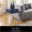 Posh Living Omer Faux Shagreen End Table Navy/Chrome