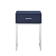 Posh Living Omer Faux Shagreen End Table Navy/Chrome