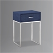Posh Living Omer Faux Shagreen End Table Navy/Chrome