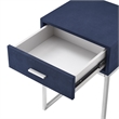 Posh Living Omer Faux Shagreen End Table Navy/Chrome