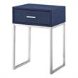 Posh Living Omer Faux Shagreen End Table Navy/Chrome