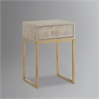 Posh Living Omer Faux Shagreen End Table Cream White/Gold