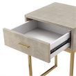 Posh Living Omer Faux Shagreen End Table Cream White/Gold