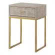 Posh Living Omer Faux Shagreen End Table Cream White/Gold