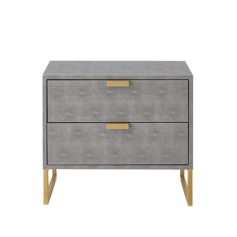 Posh Living Omer Faux Shagreen Side Table Gray/Gold