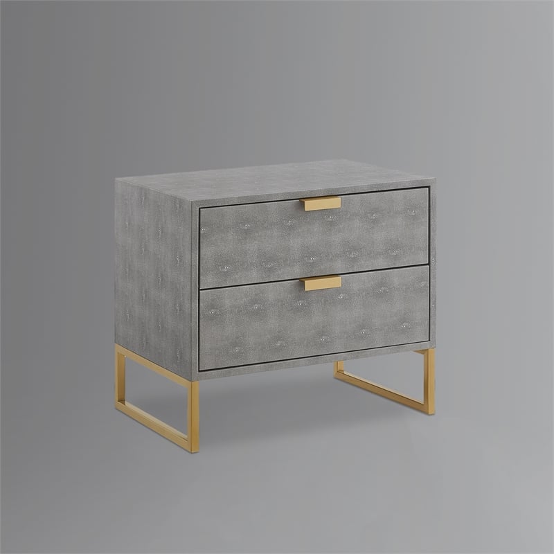 Posh Living Omer Faux Shagreen Side Table Gray/Gold