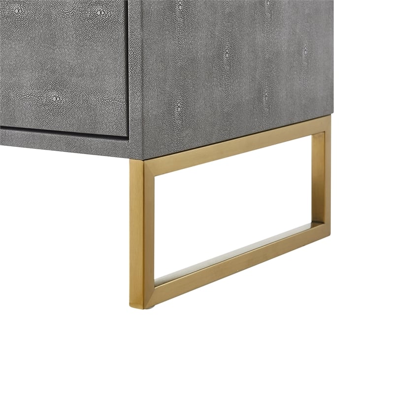 Posh Living Omer Faux Shagreen Side Table Gray/Gold