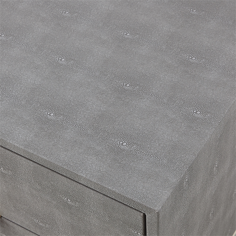 Posh Living Omer Faux Shagreen Side Table Gray/Gold