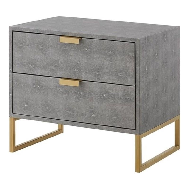 Posh Living Omer Faux Shagreen Side Table Gray/Gold