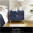 Posh Living Omer Faux Shagreen Side Table Navy/Chrome