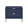 Posh Living Omer Faux Shagreen Side Table Navy/Chrome