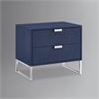 Posh Living Omer Faux Shagreen Side Table Navy/Chrome