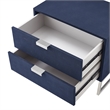 Posh Living Omer Faux Shagreen Side Table Navy/Chrome