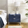 Posh Living Omer Faux Shagreen Side Table Navy/Chrome
