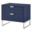 Posh Living Omer Faux Shagreen Side Table Navy/Chrome