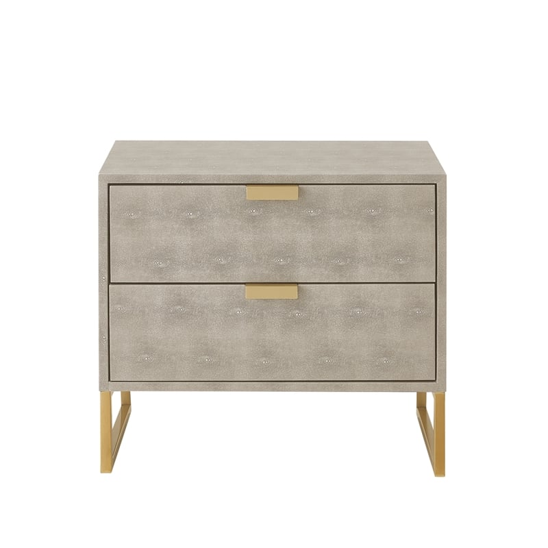 Posh Living Omer Faux Shagreen Side Table Cream White/Gold