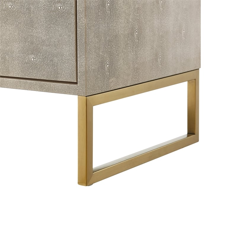 Posh Living Omer Faux Shagreen Side Table Cream White/Gold