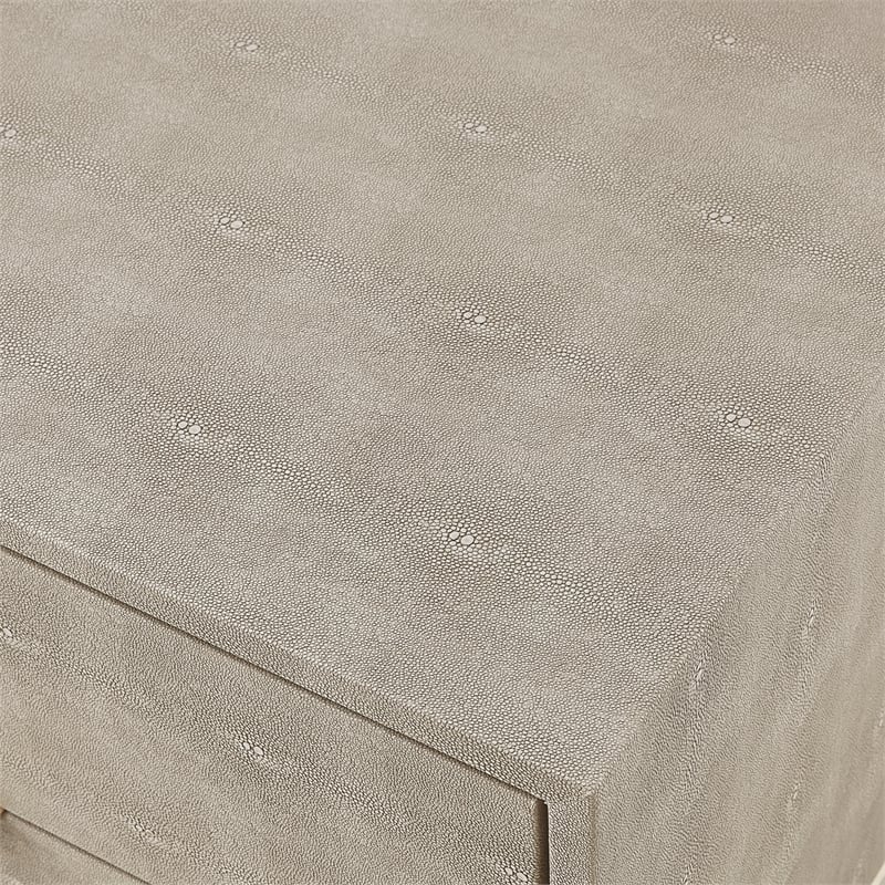 Posh Living Omer Faux Shagreen Side Table Cream White/Gold