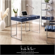 Posh Living Omer Faux Shagreen Writing Desk Navy/Chrome