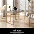 Posh Living Omer Faux Shagreen Writing Desk Cream White/Gold