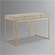 Posh Living Omer Faux Shagreen Writing Desk Cream White/Gold