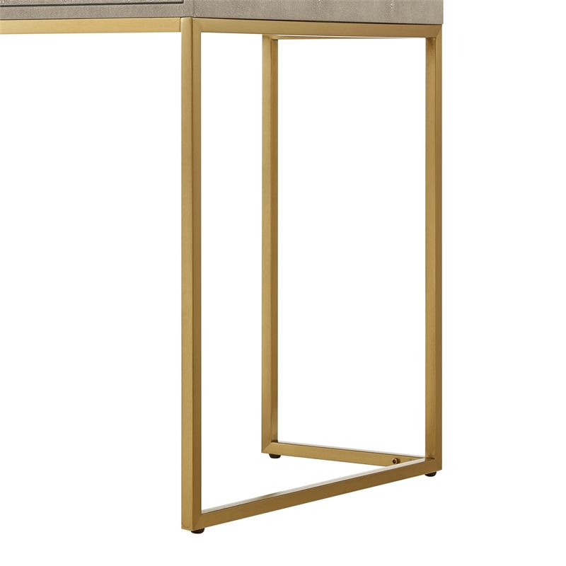 Posh Living Omer Faux Shagreen Writing Desk Cream White/Gold
