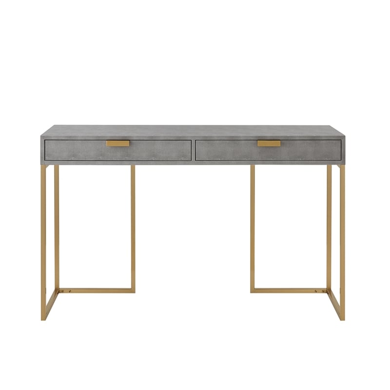 Posh Living Omer Faux Shagreen Console Table Gray/Gold