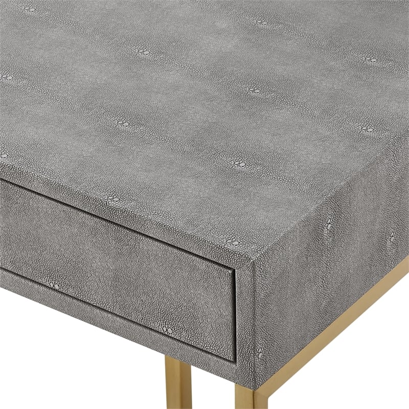 Posh Living Omer Faux Shagreen Console Table Gray/Gold