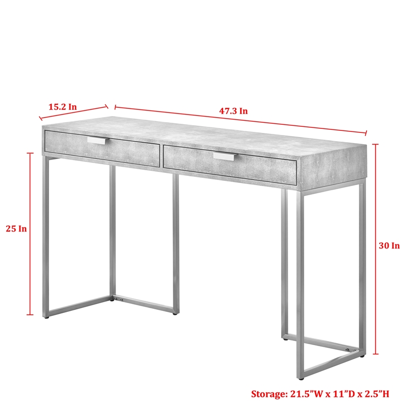 Posh Living Omer Faux Shagreen Console Table Navy/Chrome