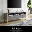 Posh Living Omer Faux Shagreen TV Stand/Cabinet Gray/Gold
