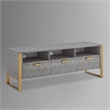 Posh Living Omer Faux Shagreen TV Stand/Cabinet Gray/Gold
