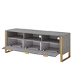 Posh Living Omer Faux Shagreen TV Stand/Cabinet Gray/Gold