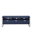 Posh Living Omer Faux Shagreen TV Stand/Cabinet Navy/Chrome