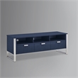 Posh Living Omer Faux Shagreen TV Stand/Cabinet Navy/Chrome