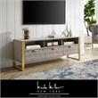 Posh Living Omer Faux Shagreen TV Stand/Cabinet Cream White/Gold