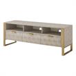 Posh Living Omer Faux Shagreen TV Stand/Cabinet Cream White/Gold