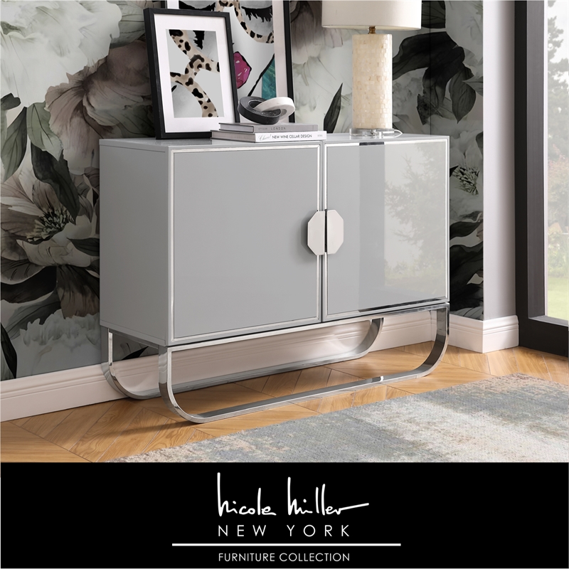 Posh Living Liyana  Sideboard Gray/Chrome