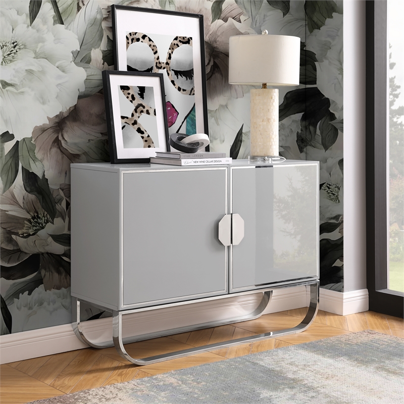 Posh Living Liyana  Sideboard Gray/Chrome