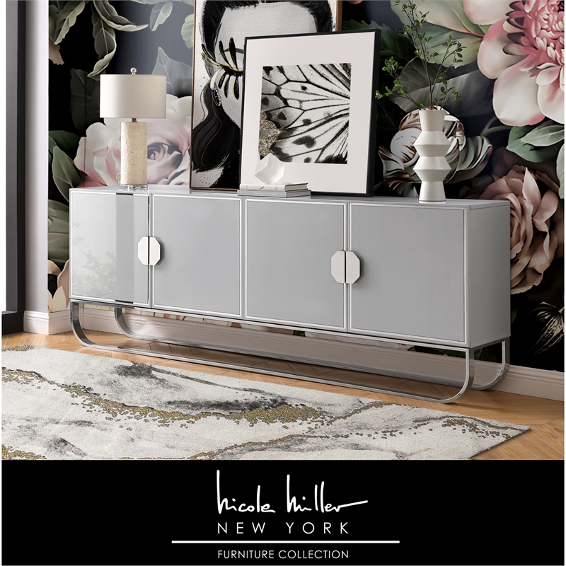 Posh Living Liyana  Sideboard Gray/Chrome