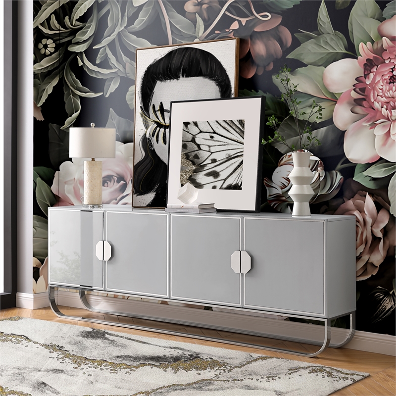 Posh Living Liyana  Sideboard Gray/Chrome
