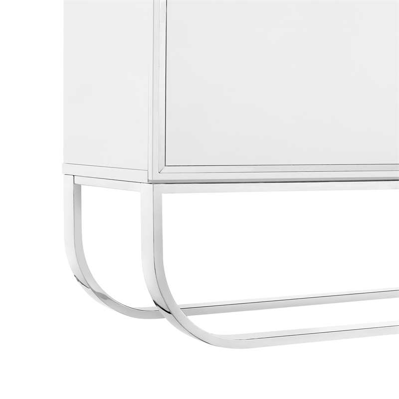 Posh Living Liyana Wood Stainless Steel Sideboard White/Chrome