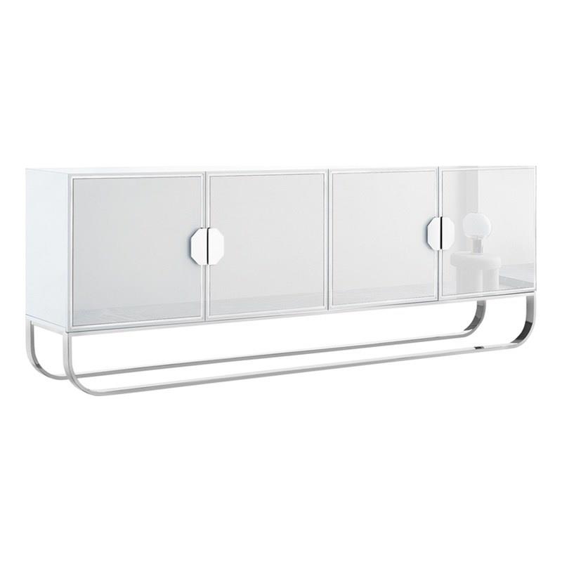 Posh Living Liyana Wood Stainless Steel Sideboard White/Chrome