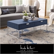 Posh Living Omer Faux Shagreen Coffee Table Navy/Chrome