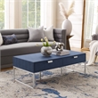 Posh Living Omer Faux Shagreen Coffee Table Navy/Chrome